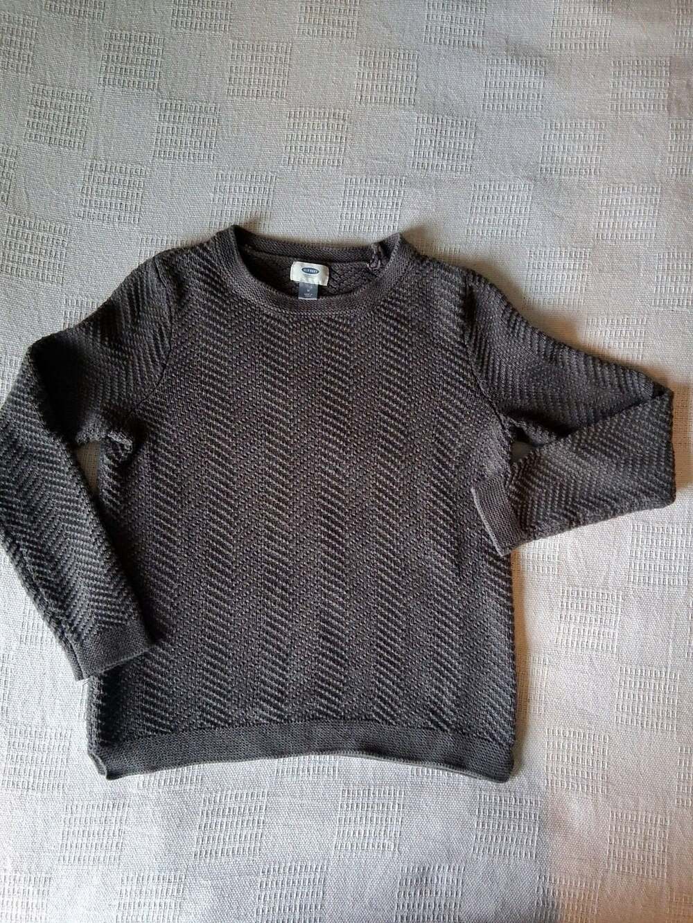 Old Navy Textured Knit Sweater Size M Gray Cotton Blend Long Sleeve Crewneck